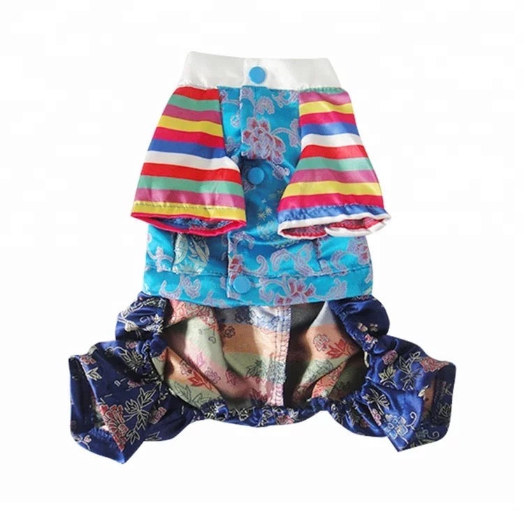 Silk Korean Traditional Hanbok Suit for Dogs (Blue)