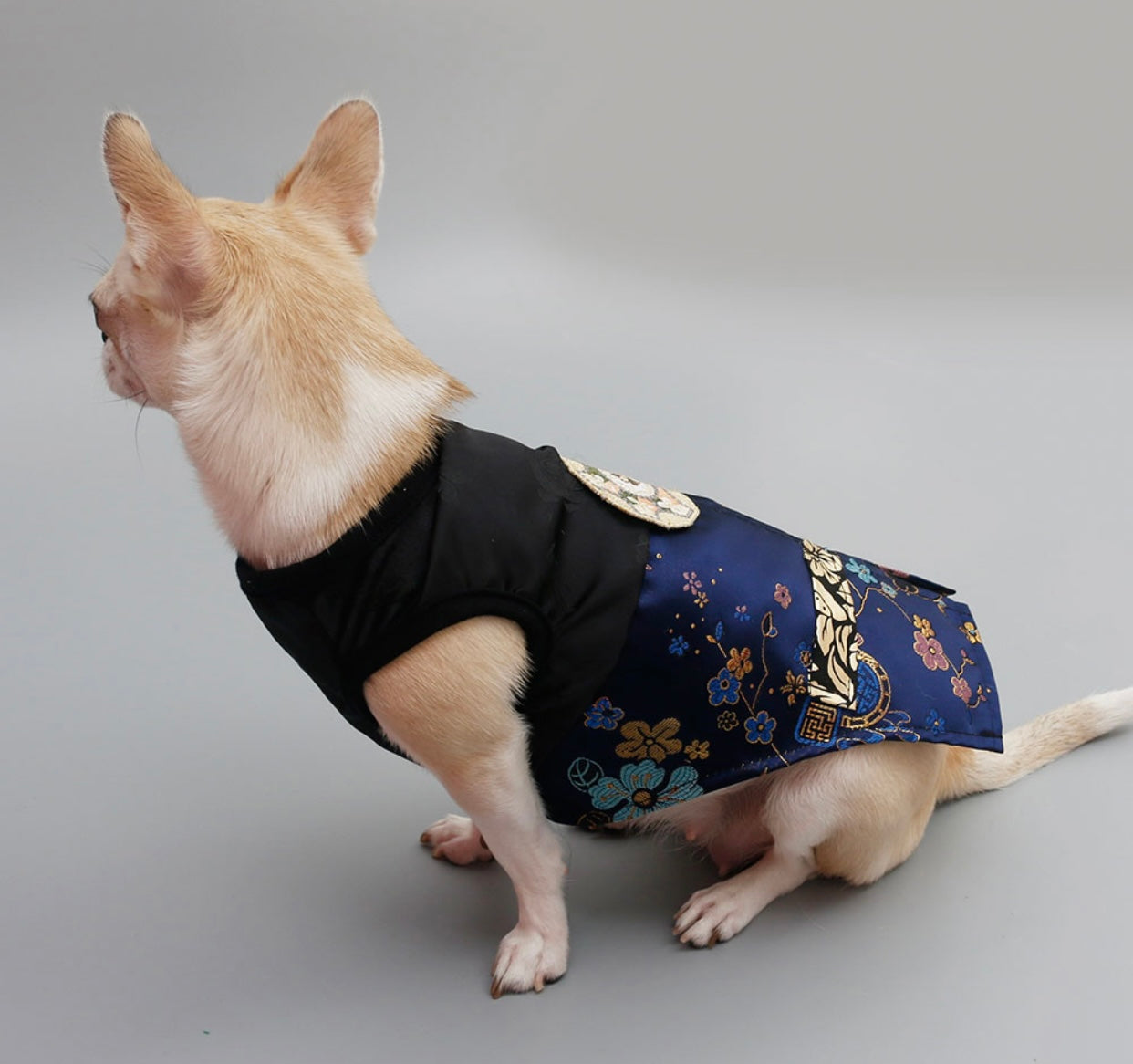 Premium Korean Traditional Hanbok Suit for Dogs (Dark Blue)