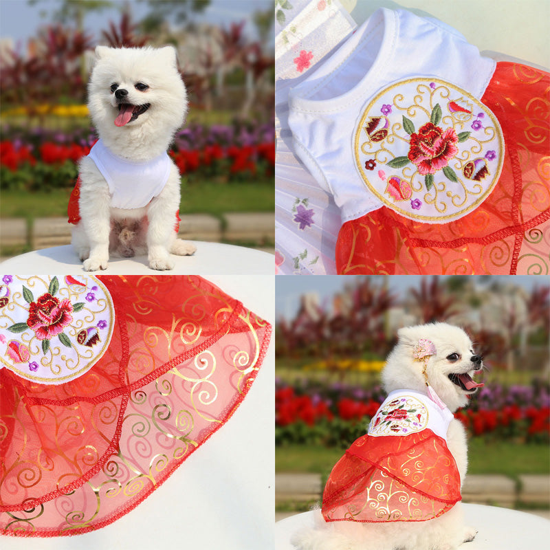 Korean Traditional Hanbok for Dogs (Red)