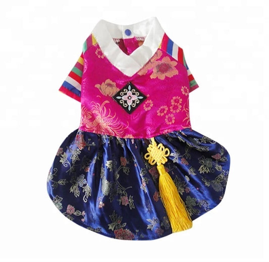Silk Korean Traditional Hanbok Suit for Dogs (Pink)