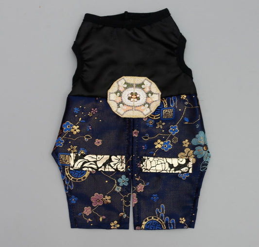 Premium Korean Traditional Hanbok Suit for Dogs (Dark Blue)
