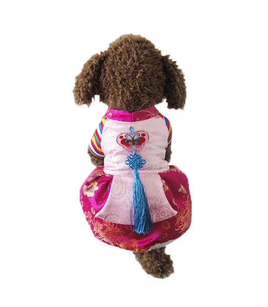 Winter Korean Traditional Hanbok Suit for Dogs (Pink)
