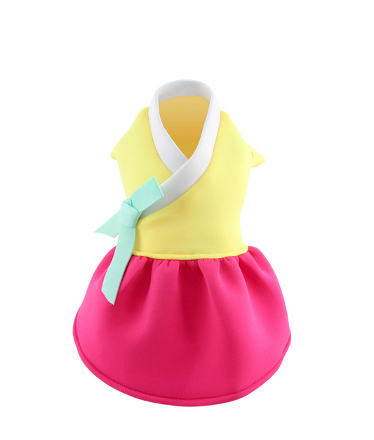 Korean Traditional Style Hanbok for Dog (Yellow/Red)