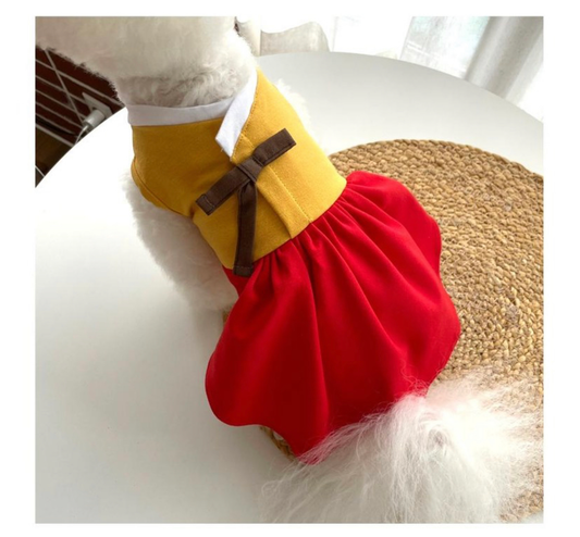 Korean Hanbok for Dogs (Red/Yellow)