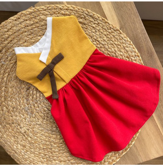 Korean Hanbok for Dogs (Red/Yellow)